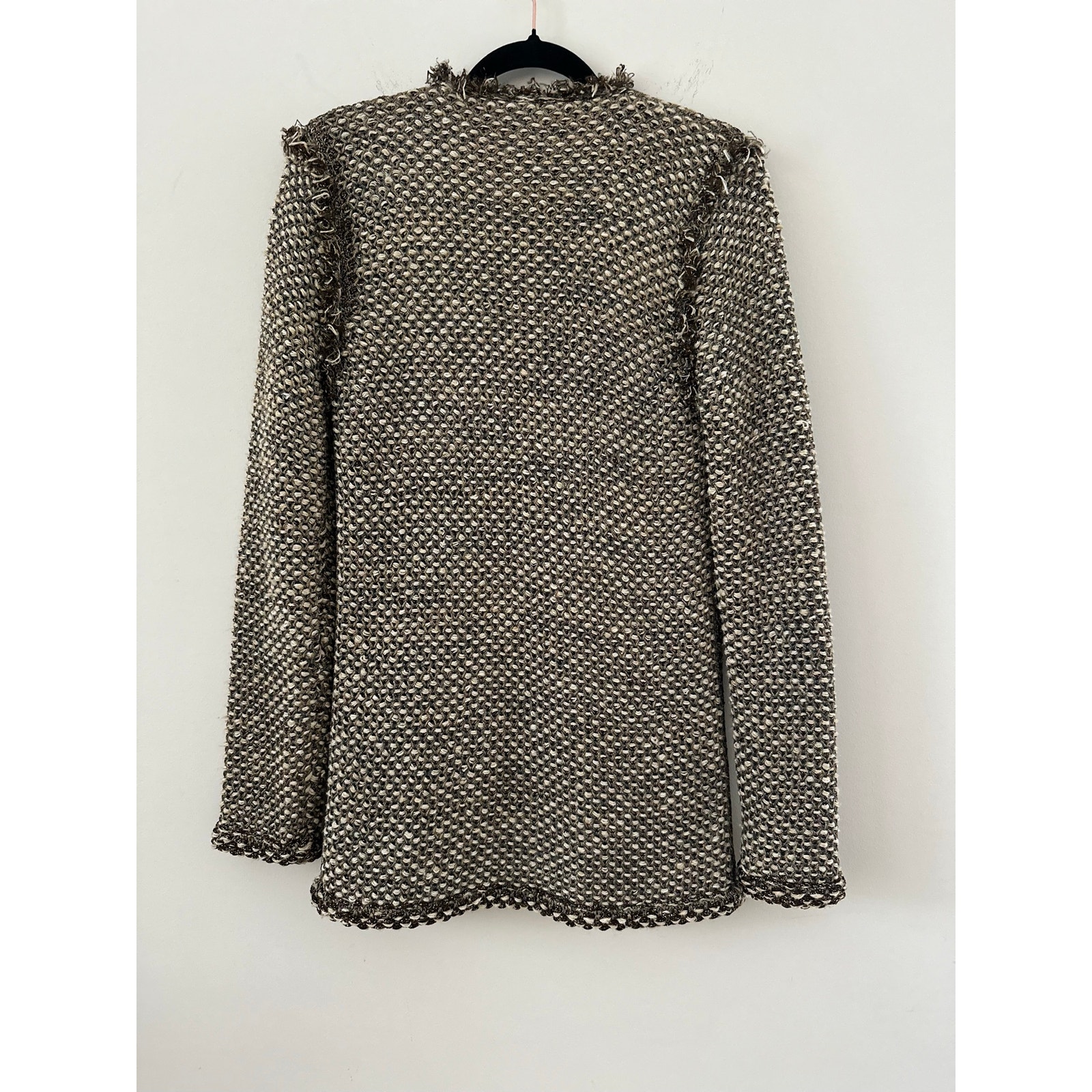 Lanvin Evening Lurex Cardigan Women's Large Brown Metallic V-Neck Grosgrain Bow — image 8 of 8